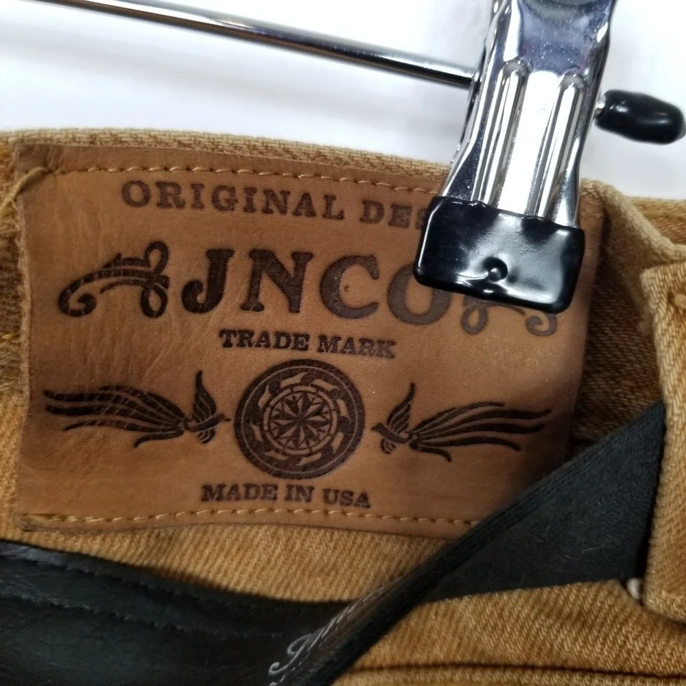 VTG JNCO‎ Revatex Men Denim Suede Jeans Sz 32 Brown Belted Durable USA